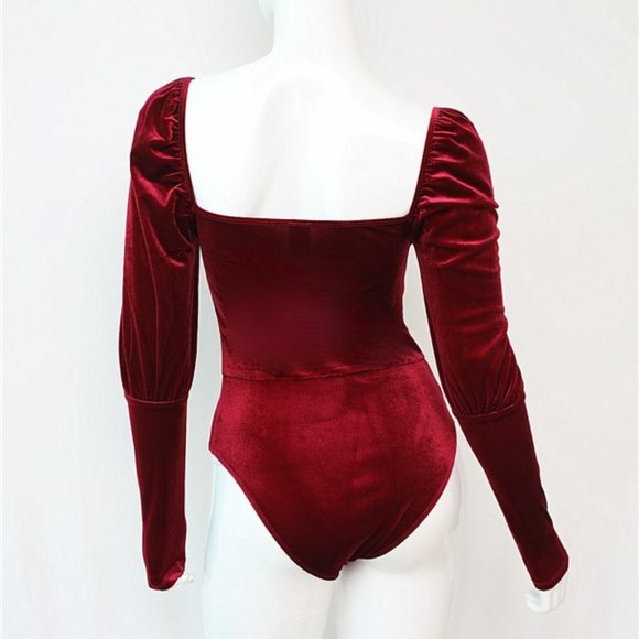 Women's Long Sleeve Velvet Sexy Bodysuit Outfit Clubwear Bar Lounge Event Party - Picture 13 of 13
